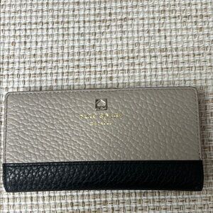 Kate Spade Taupe and Black Leather Wallet